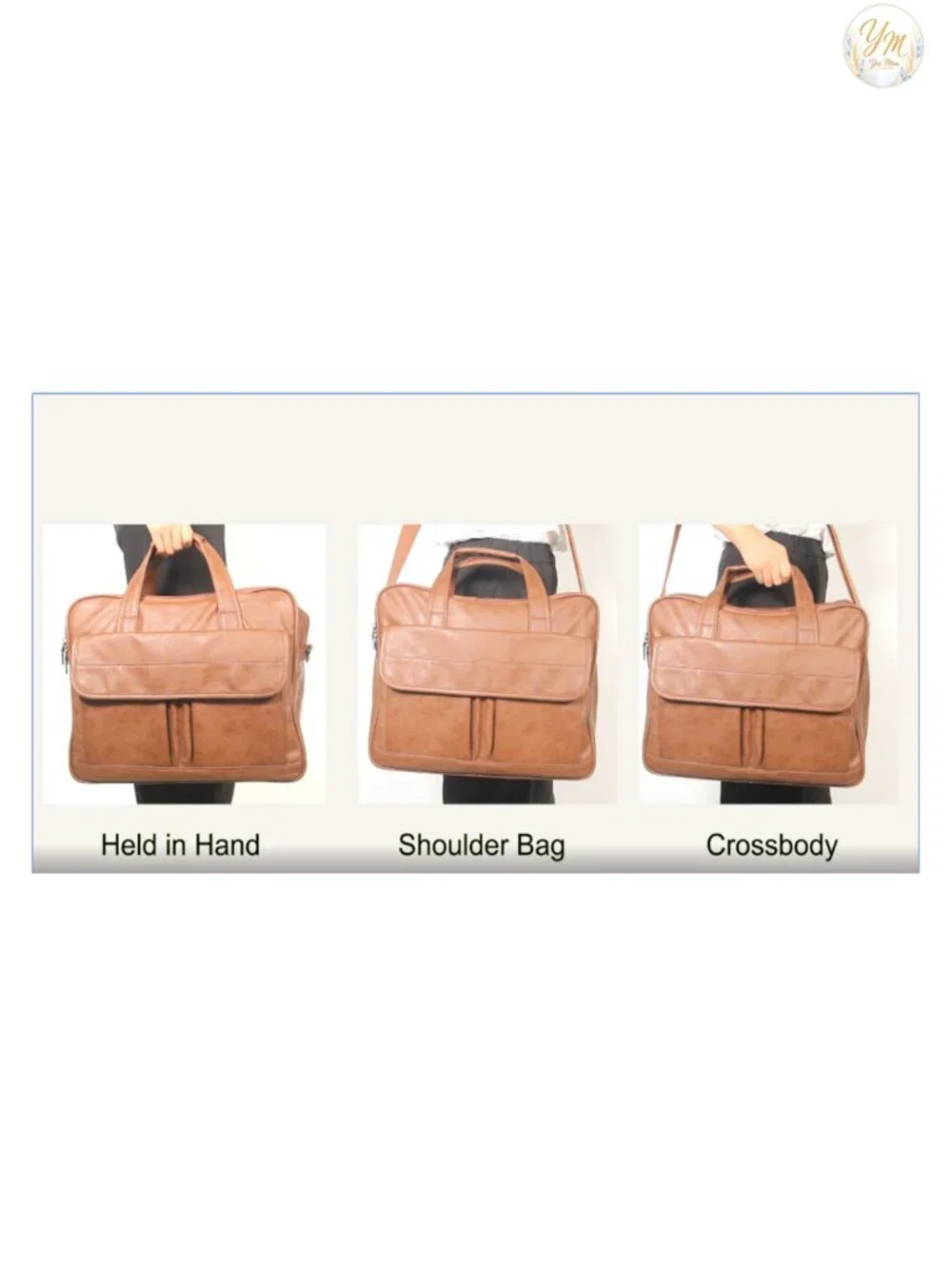 Handmade PU Leather Laptop Messenger Bag Water Resistant 17.3 Inch Business